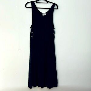 🌞 Dressing Clio flowing black tank button sides scoop neck maxi dress women S